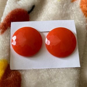 🍁 Vintage Orange Resin Clip Earrings 🍁
